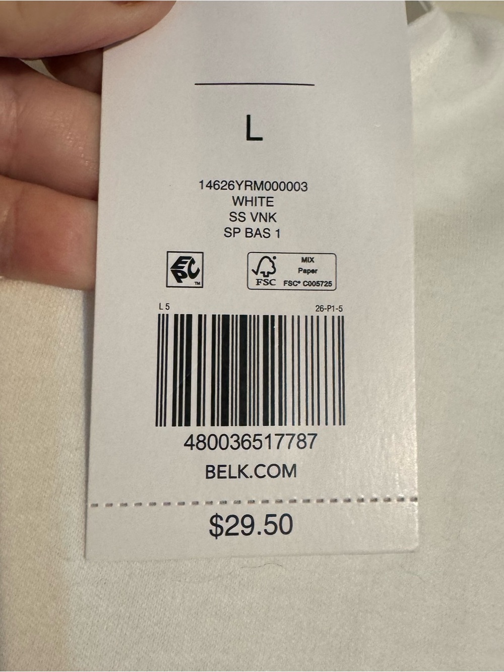 NWT   Kim Rogers White/White 100% Cotton/Easy Care Tee   LARGE   Bin#14 - Picture 4 of 4